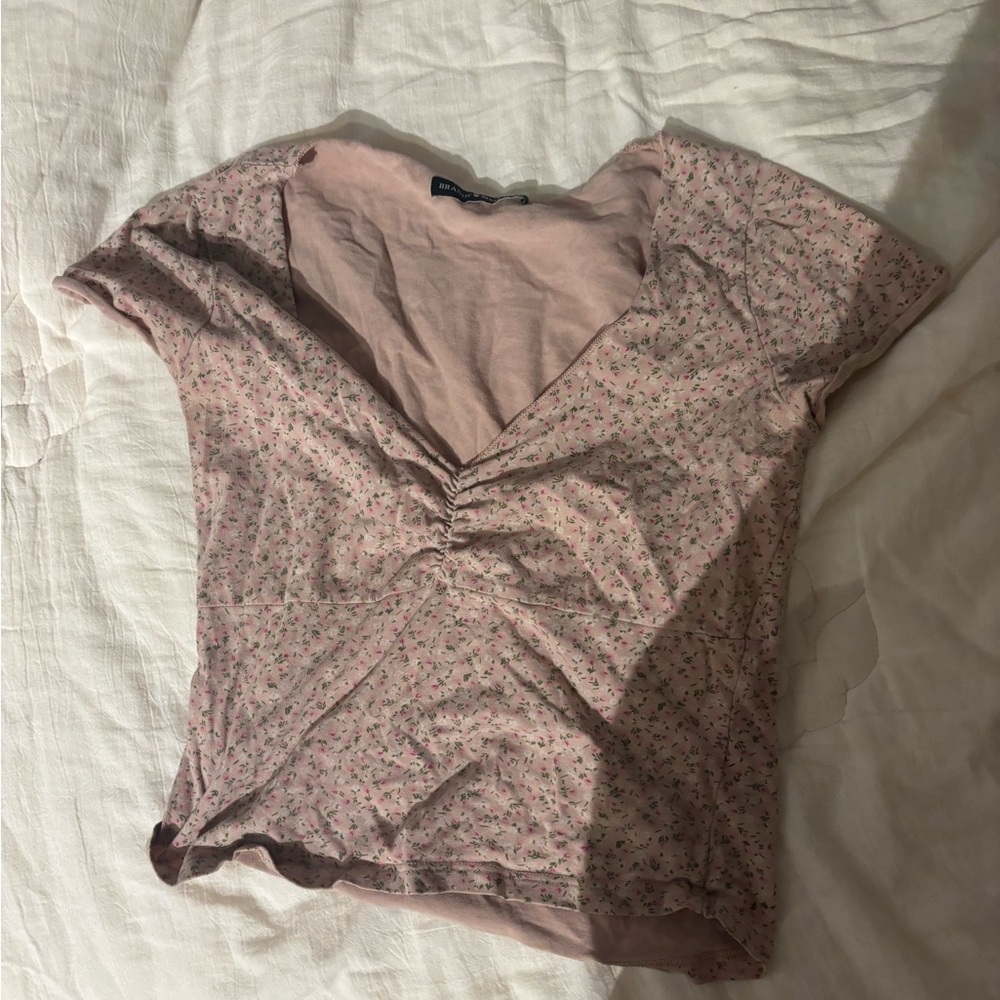 Brandy Melville Pink Floral Blouse